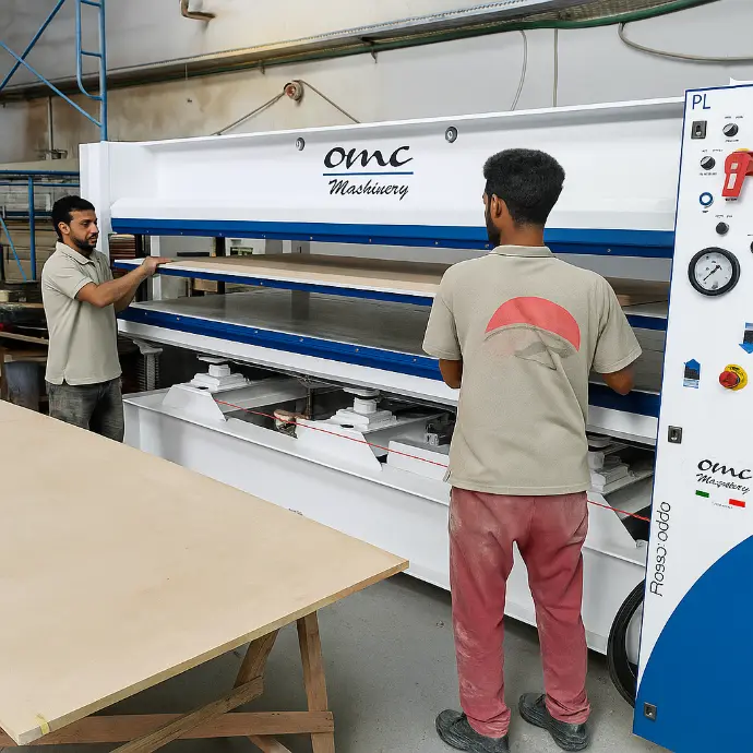 Hot press machine used for HPL door lamination