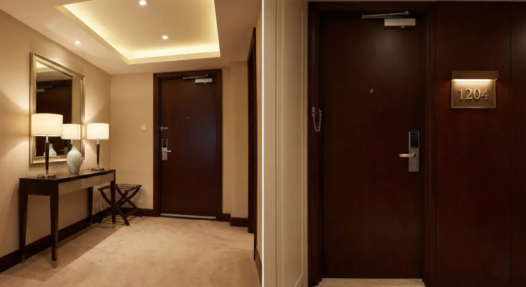 High quality hotel wooden doors with acoustic and fire-rated performance by MEZ